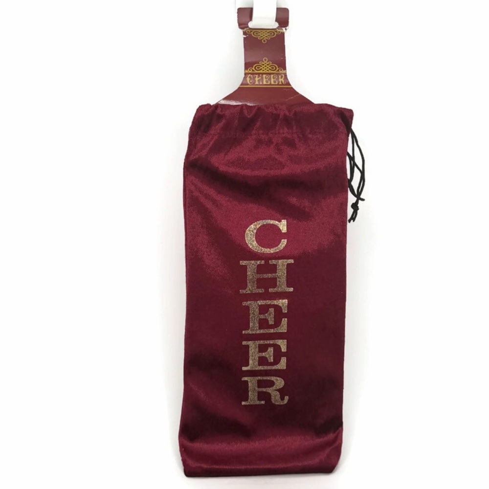 Cheer Velour Wine Bottle Gift Bag